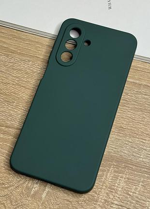 Силіконовий чохол на samsung galaxy a17, темно-зелений протиударний з захистом камери та мікрофіброю