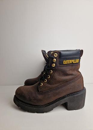 Ботинки женские caterpillar ottawa оригинальные темно коричневые деми на каблуке 39 размер