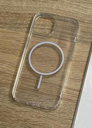 Чохол для iphone 15 прозорий ударозахищений магнітний magsafe white thin