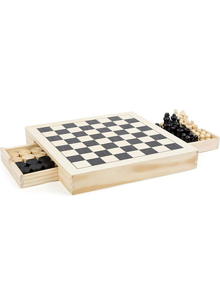 Набор из 3 классических настольных игр 28 x 28 x 4 см small foot 11208 деревянные шахматы с двусторонным игровым полем