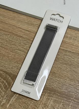 Серебристый металлический ремешок для часов 20 мм, миланская петля milanese loop