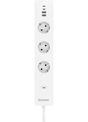 Мережевий фільтр з wi-fi ledvance wi-fi multi power socket eu подовжувач на 3 розетки + 2 usb і 2 type-c виходу 3