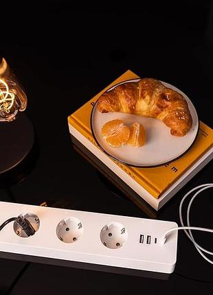 Мережевий фільтр з wi-fi ledvance wi-fi multi power socket eu подовжувач на 3 розетки + 2 usb і 2 type-c виходу 5