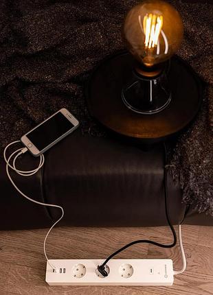 Мережевий фільтр з wi-fi ledvance wi-fi multi power socket eu подовжувач на 3 розетки + 2 usb і 2 type-c виходу 9