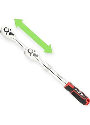 Трещетка телескопическая с квадратом 1/2" 72 зуба 330-440 мм crv intertool