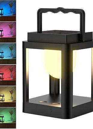 Вулична сонячна настільна лампа solar outdoor lantern ay-2401 декоративна rgb лампа, 10 кольорів
