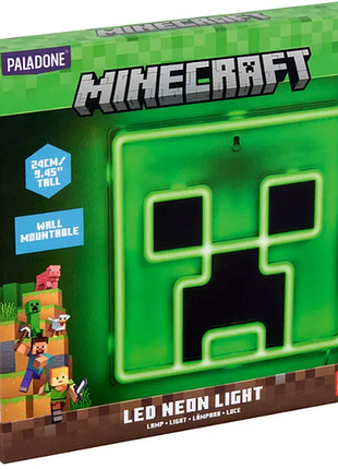 Світильник 24 см palm paladone minecraft creeper led декоративний нічник із монтажем на стіну