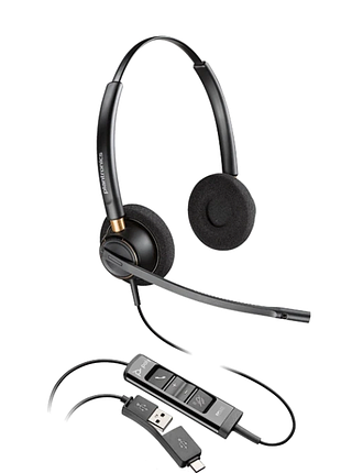 Гарнітура для пк usb-a/usb-c poly encorepro ep525 цифрова дротова гарнітура з мікрофоном