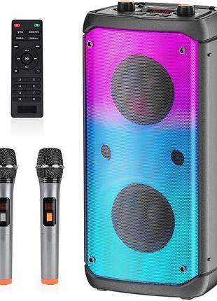 Портативная bluetooth-колонка tamproad q55-2 колонка с двумя беспроводными микрофонами