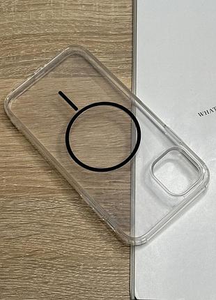 Прозорий чохол на iphone 12 pro max ударозахищений магнітний magsafe crystal black thin