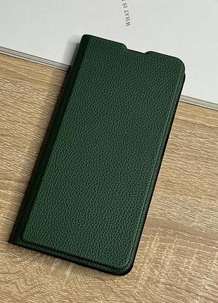 Шкіряний чохол книжка на samsung galaxy a15 темно-зеленого кольору leather design
