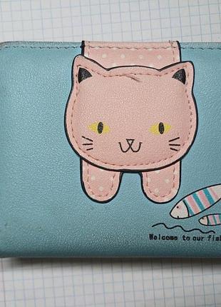 Кошелек queerelele cat small zip blue 3