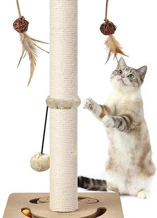 Кігтеточка auscat cat scratching posts 63 см з іграшками, котяча стругачка для кігтів
