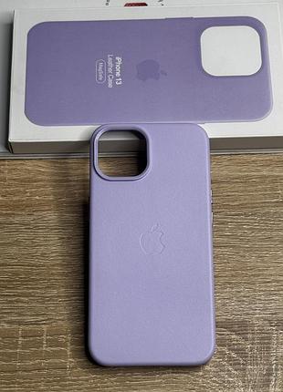 Кожаный чехол на iphone 13 с логотипом apple и magsafe, противоударный с микрофиброй, светлый фиолетовый (elegant purple)
