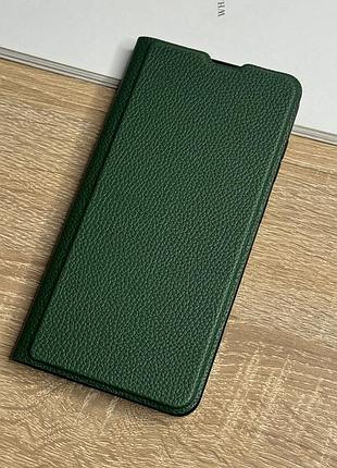 Шкіряний чохол книжка на samsung galaxy s23 plus темно-зеленого кольору leather design