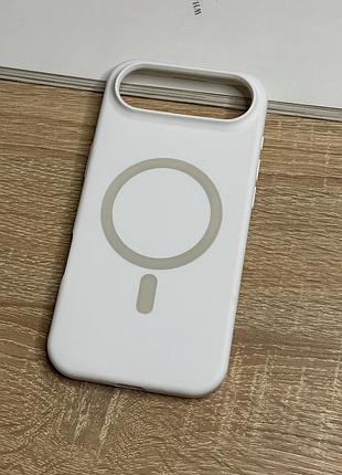 Силіконовий чохол на iphone air з magsafe, білий матовий з м’якою підкладкою silicone case