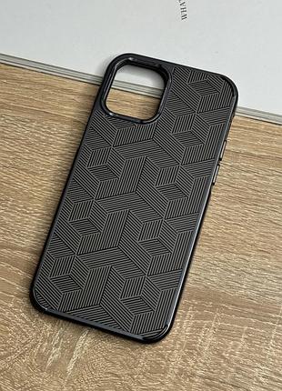 Чохол на iphone 12 сірий з магнітом магсейф з геометричним візерунком