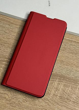 Кожаный чехол книжка на samsung galaxy a56 красного цвета leather design