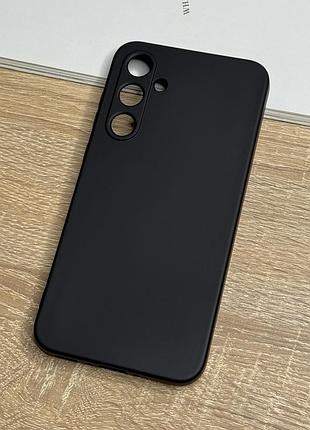 Силиконовый чехол на samsung galaxy a35, черный противоударный с защитой камеры и микрофиброй