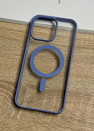 Чохол на iphone 15 pro max з magsafe прозорий ударостійкий tpu anti-drop 4. блакитний