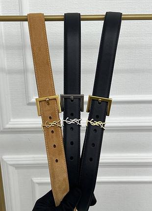 Ремінь пояс saint laurent чорні та замша коричневий