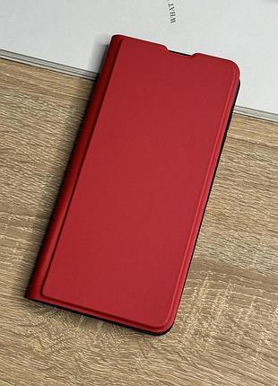Кожаный чехол книжка на samsung galaxy a06 красного цвета leather design