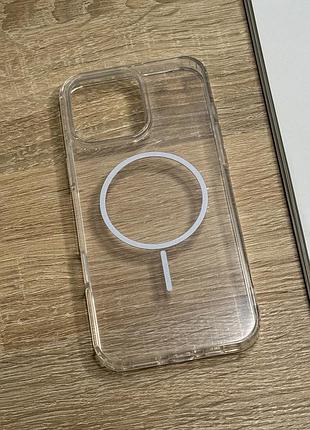 Прозрачный чехол на iphone 16 pro ударозащищенный магнитный magsafe white thin