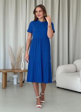 Платье со свободными бедрами в рубчик синяя merlini реджо 700001587 4xl/5xl