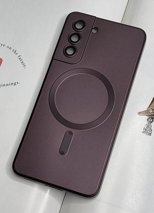 Коричневый силиконовый чехол на samsung galaxy s21 с защитой камеры matte full camera