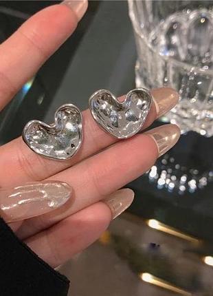 Сережки срібне серце