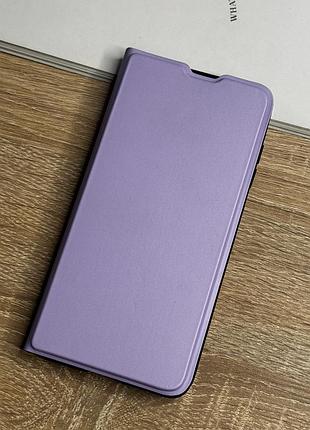 Уценка (см. описание). кожаный чехол книжка на samsung galaxy s21 fe лилового цвета leather design