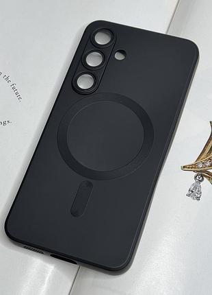Черный силиконовый чехол на samsung galaxy s25 с защитой камеры matte full camera