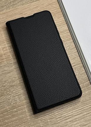 Чохол книжка на samsung galaxy a35 чорного кольору з захистом камери, рифлена текстура