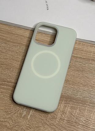 Чохол для iphone 13 pro з magsafe, силікон із м'якою підкладкою silicone case matte neon 4. зелений (soft green)