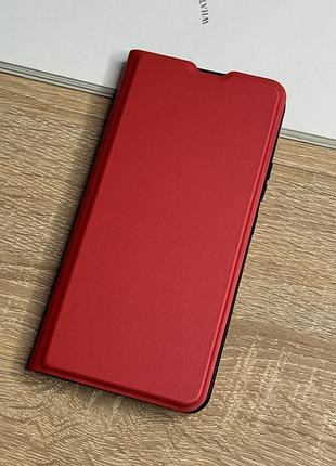 Кожаный чехол книжка на samsung galaxy s22 plus красного цвета leather design
