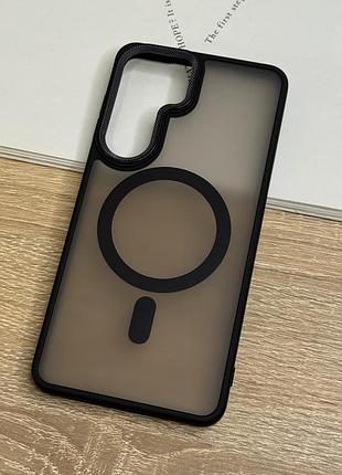 Чехол на samsung galaxy s26 plus черный с магнитами магсейф антискользящие кнопки matte corrugated