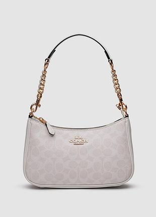 💎 coach teri white shoulder bag in signature canvas 24.5 x 14 x 6 см