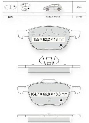 Колодки тормозные ford focus (2004-), mazda 3, 5 (2003-) передние dafmi-intelli