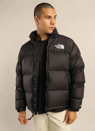 Зимняя куртка the north face черная оверсайз мужская женская пуховик до -30*с тнф логотип вышивка (b)