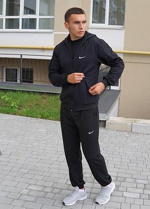Мужской спортивный костюм nike кофта на змейке + штаны черный с капюшоном найк весенний осенний xl (b)