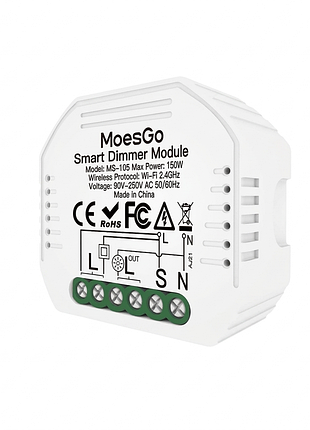 Модуль интеллектуального диммера wifi 2,4 ггц moesgo smart dimmer module ms-105 встраиваемое реле для настенных выключателей