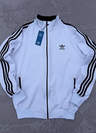 Мужская кофта adidas белая без капюшона на молнии спортивная олимпийка адидас (bon)