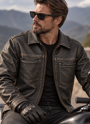 Винтажная кожаная куртка old gap leather jacket (2003) | 100% cowhide