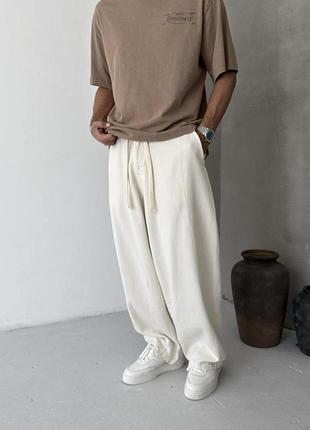 Стильные коттоновые брюки baggy acid wash в бежевом цвете🔝 m