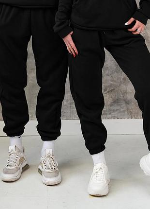 Женские зимние спортивные штаны черные на флисе на резинке xxl (b)