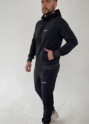 Мужской спортивный костюм nike черный на молнии весенний осенний толстовка + штаны найк xl (b)
