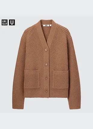 Женский шерстяной кардиган в рубчик от uniqlo
