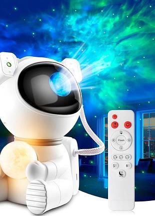 Проєктор aoshet astronaut galaxy світлодіодний проєктор зоряного неба з місячною лампою та пультом дистанційного керування