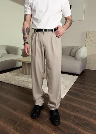 Стильні брюки baggy у бежевому кольорі🔝 l