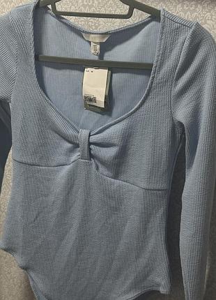 Боді лонгслів h&m m блакитний 10